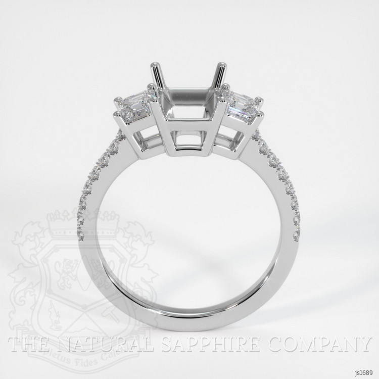 18K White Gold Three Stone Ring Setting