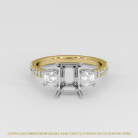 14K White & Yellow Three Stone Ring Setting Image