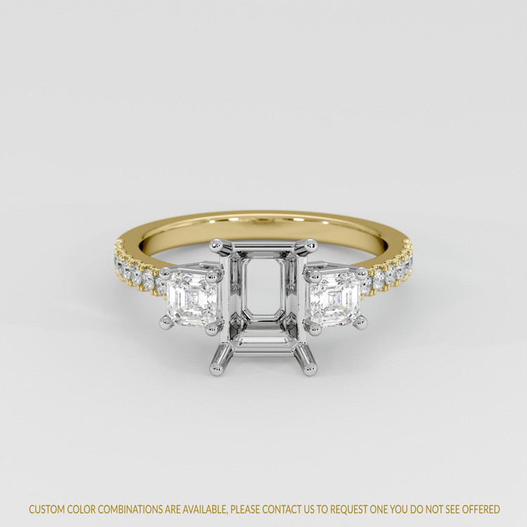 14K White & Yellow Pave Ring Setting