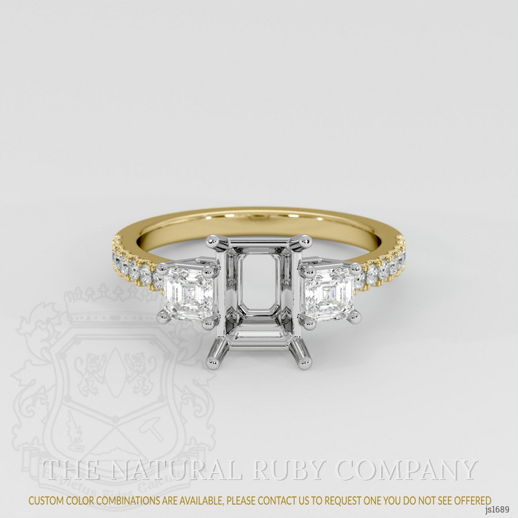 14K White & Yellow Pave Ring Setting