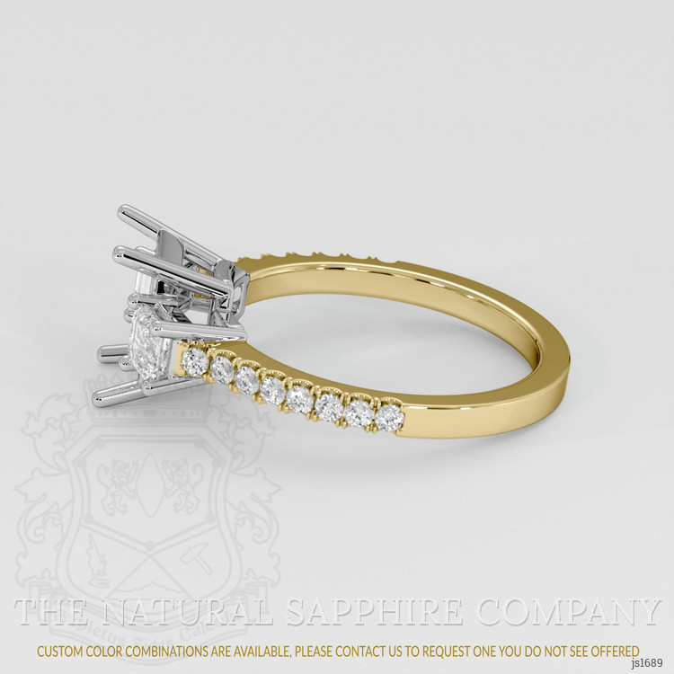 14K White & Yellow Three Stone Ring Setting