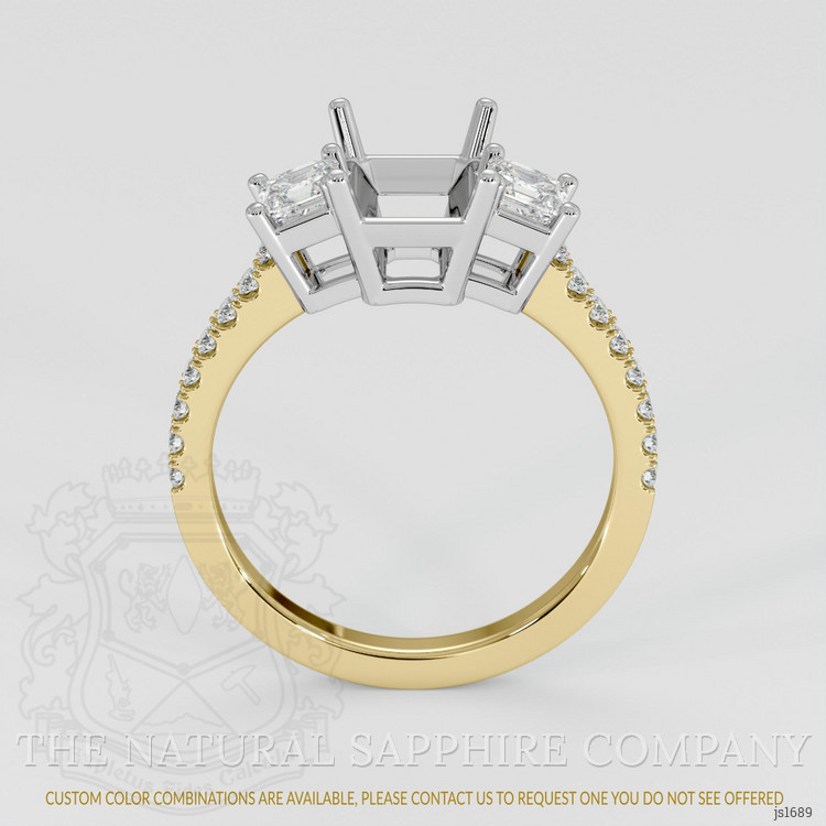 14K White & Yellow Three Stone Ring Setting