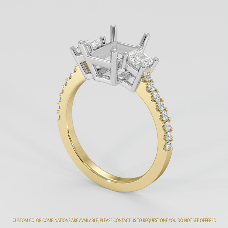 18K White & Yellow Pave Ring Setting