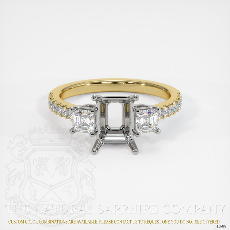 18K White & Yellow Three Stone Ring Setting