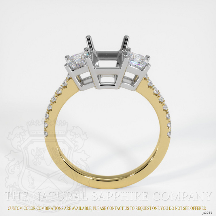 18K White & Yellow Three Stone Ring Setting