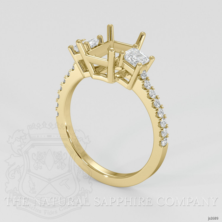 10K Yellow Gold Three Stone Ring Setting