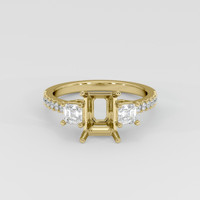 10K Yellow Gold Three Stone Ring Setting Image