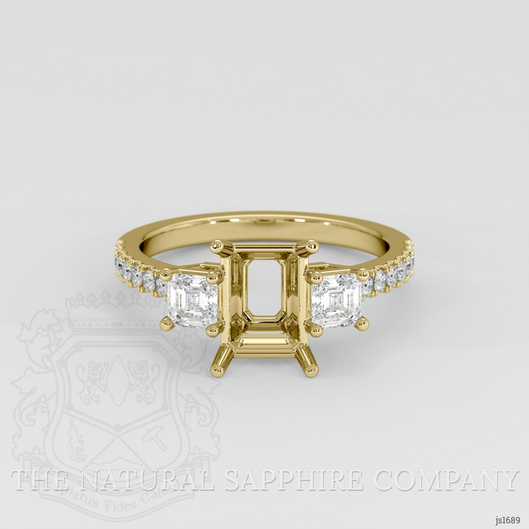 10K Yellow Gold Three Stone Ring Setting