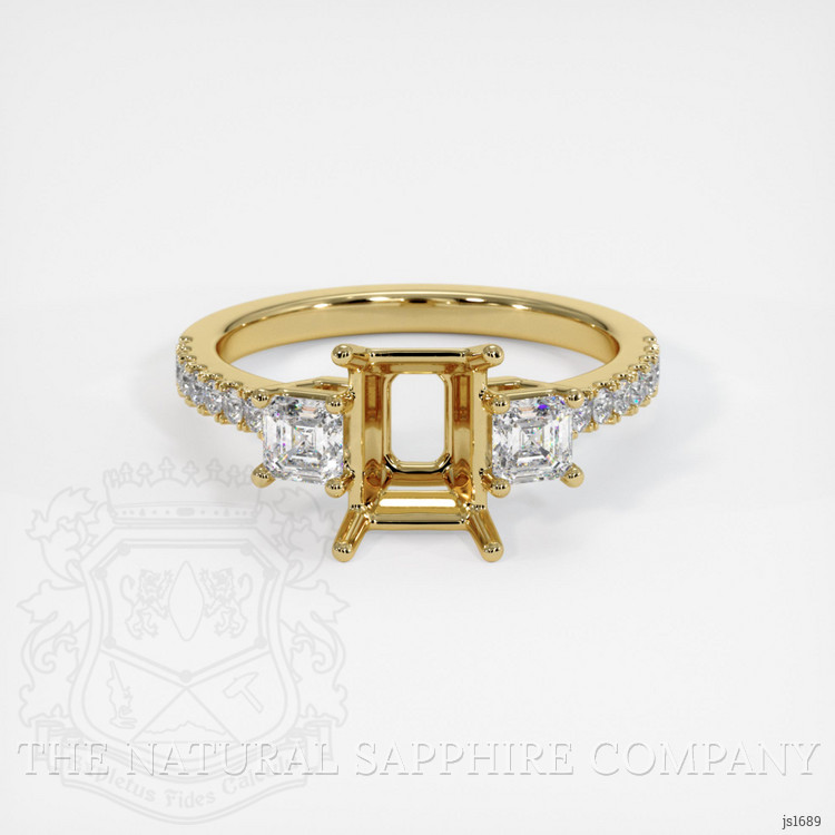 14K Yellow Gold Three Stone Ring Setting