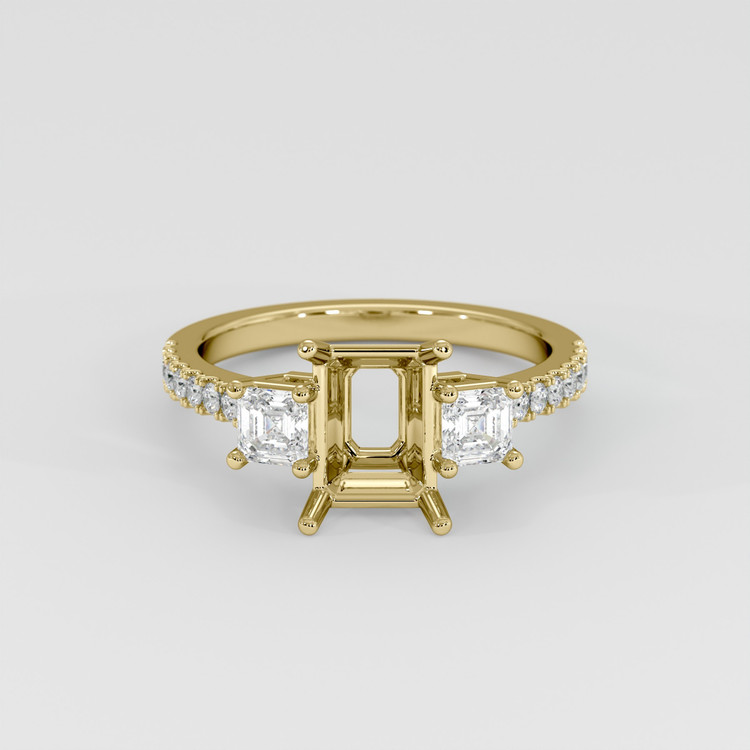 14K Yellow Gold Three Stone Ring Setting