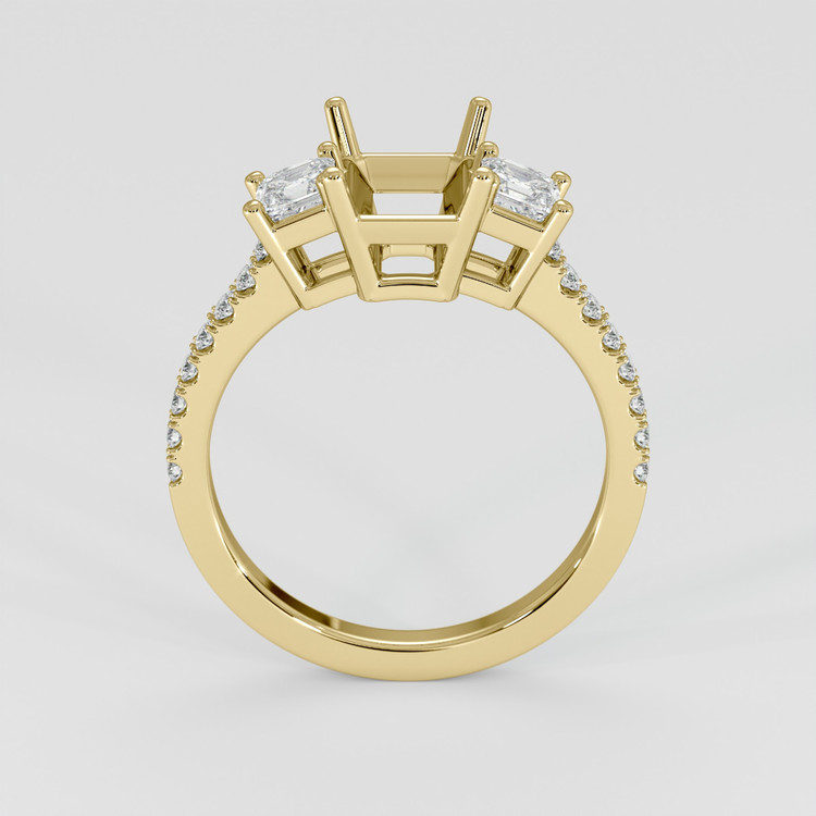 14K Yellow Gold Three Stone Ring Setting