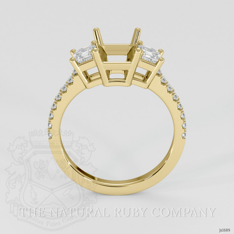 18K Yellow Gold Three Stone Ring Setting