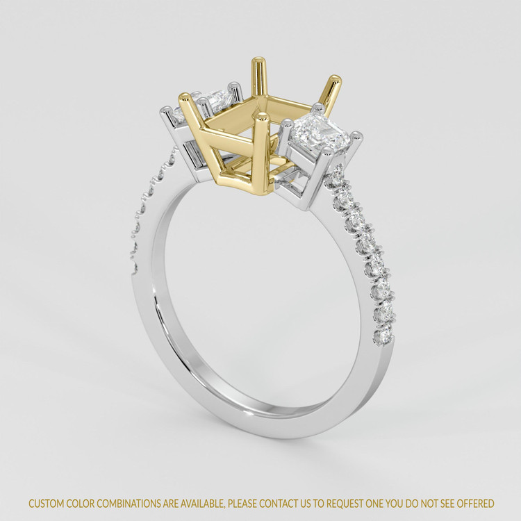 14K Yellow & White Pave Ring Setting