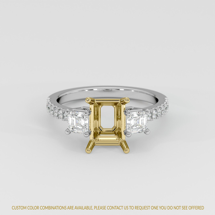 14K Yellow & White Pave Ring Setting