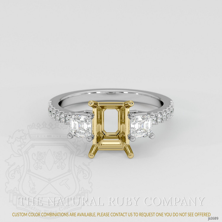14K Yellow & White Pave Ring Setting
