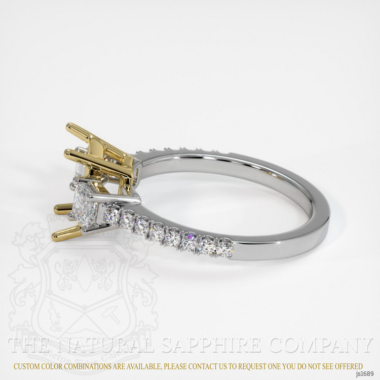 18K Yellow & White Three Stone Ring Setting