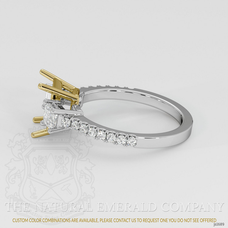 18K Yellow & White Three Stone Ring Setting