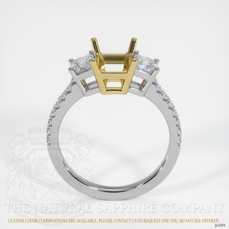 18K Yellow & White Three Stone Ring Setting
