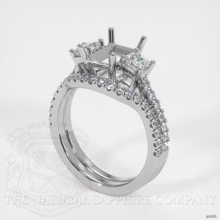 Platinum 950 Three Stone Ring Setting