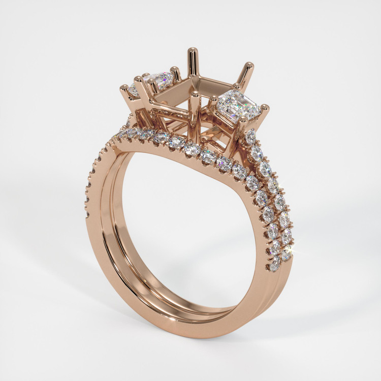 14K Rose Gold Pave Ring Setting