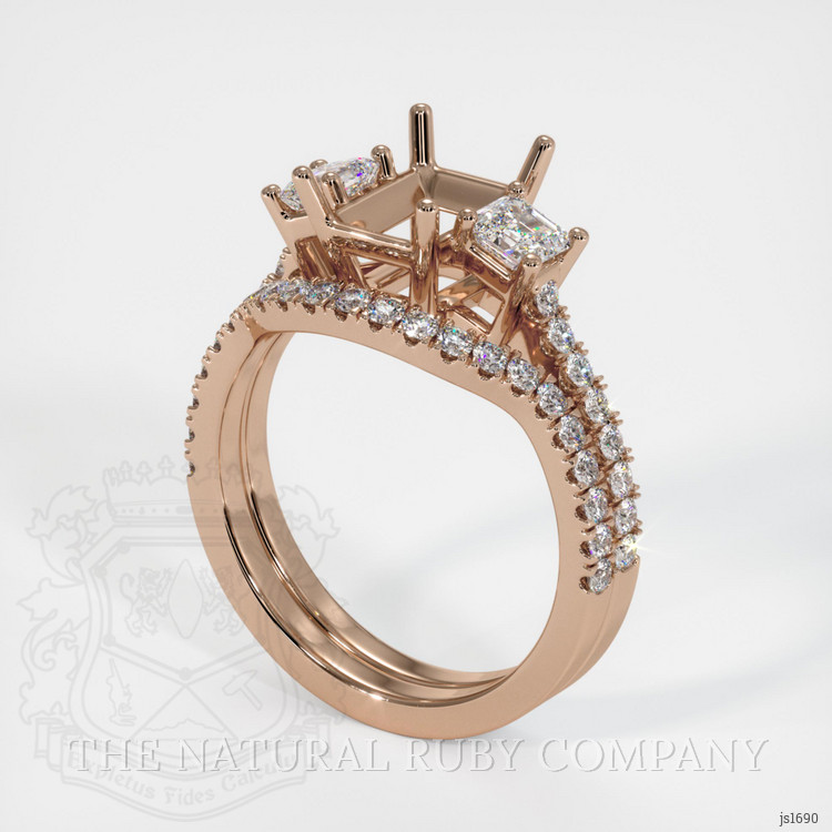 14K Rose Gold Pave Ring Setting