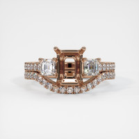 14K Rose Gold Three Stone Ring Setting Image