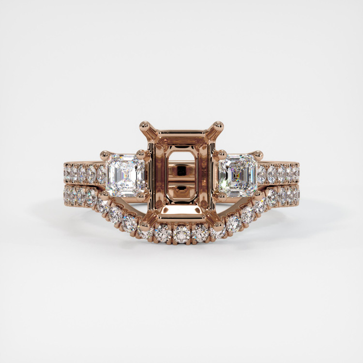 14K Rose Gold Pave Ring Setting