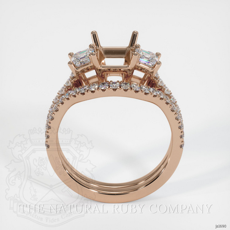 14K Rose Gold Pave Ring Setting