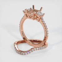 14K Rose Gold Three Stone Ring Setting Image