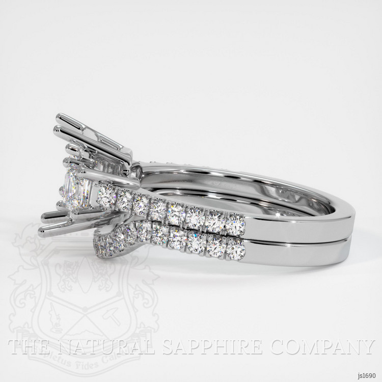 14K White Gold Three Stone Ring Setting
