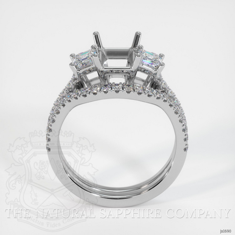 18K White Gold Three Stone Ring Setting