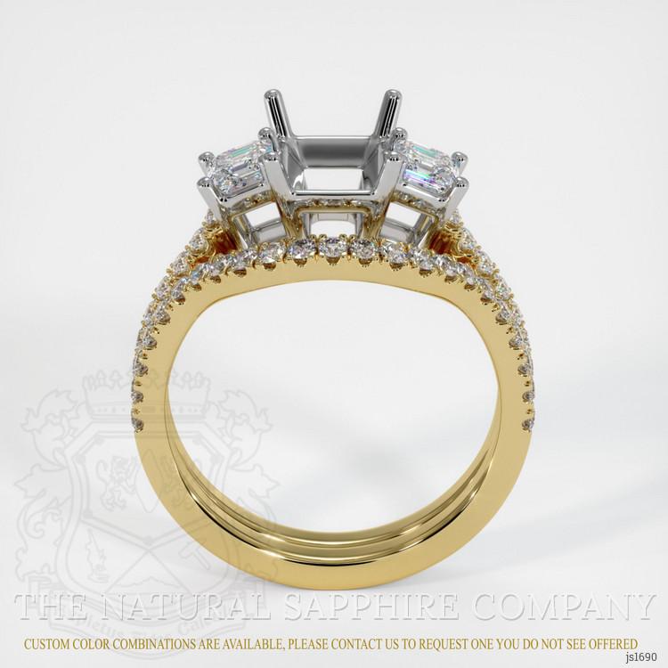 14K White & Yellow Pave Ring Setting