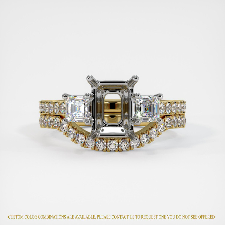 18K White & Yellow Pave Ring Setting