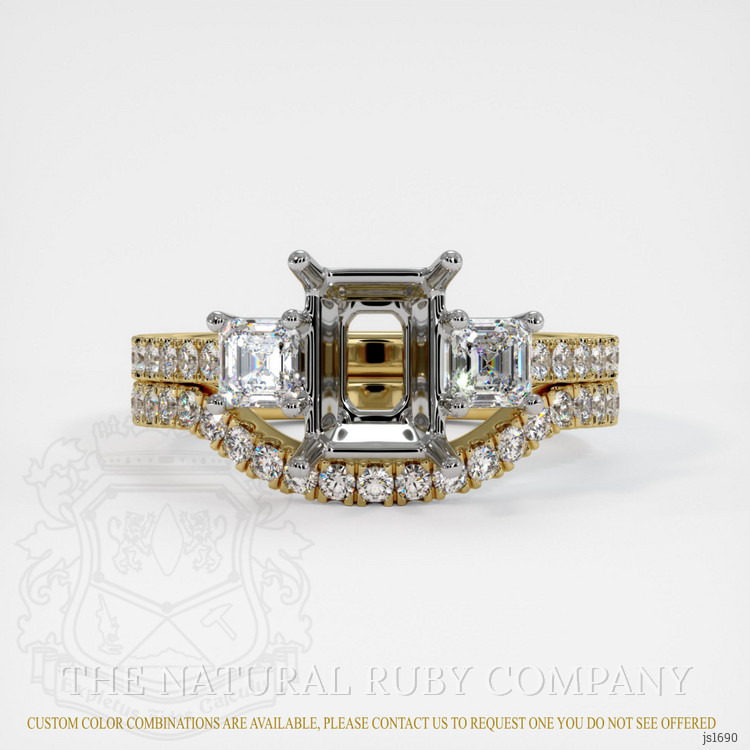 18K White & Yellow Three Stone Ring Setting