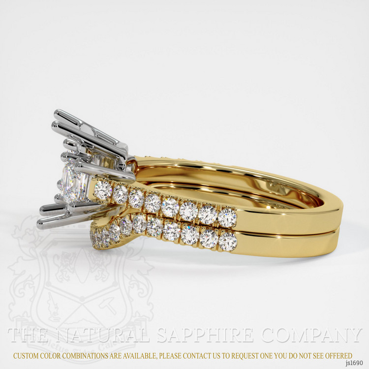 18K White & Yellow Three Stone Ring Setting