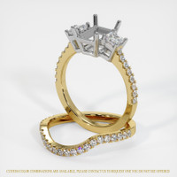 18K White & Yellow Three Stone Ring Setting Image