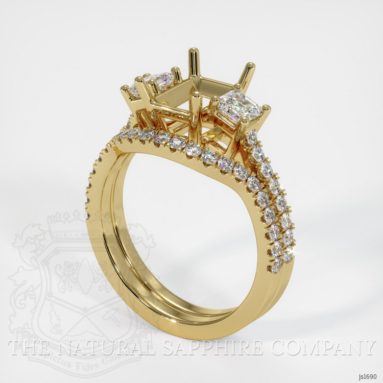 10K Yellow Gold Three Stone Ring Setting