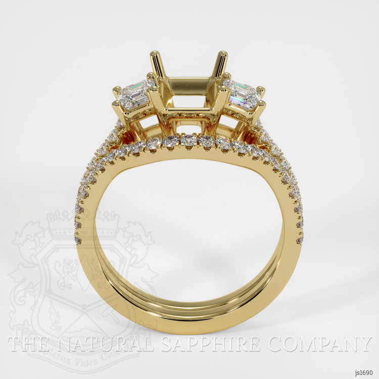 10K Yellow Gold Three Stone Ring Setting