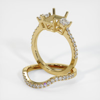 10K Yellow Gold Three Stone Ring Setting Image