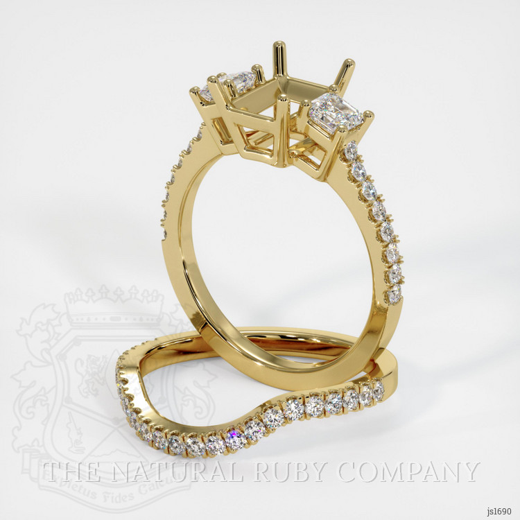 10K Yellow Gold Three Stone Ring Setting