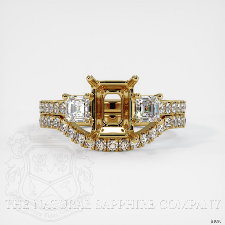 14K Yellow Gold Three Stone Ring Setting