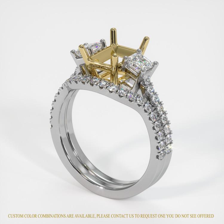 14K Yellow & White Pave Ring Setting