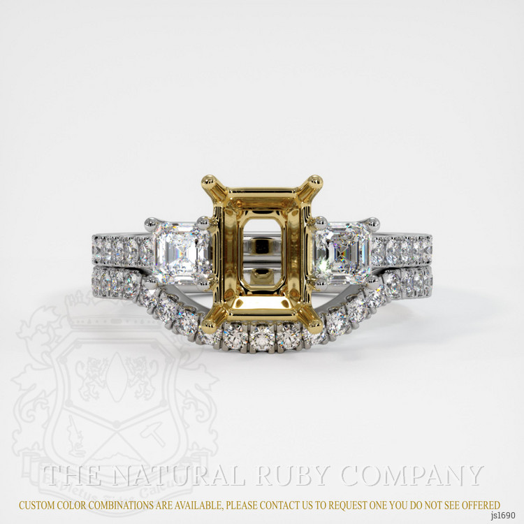 14K Yellow & White Pave Ring Setting