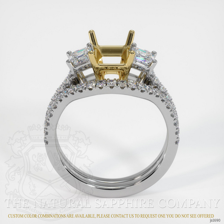14K Yellow & White Pave Ring Setting
