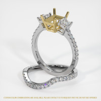 14K Yellow & White Three Stone Ring Setting Image