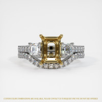 18K Yellow & White Three Stone Ring Setting Image