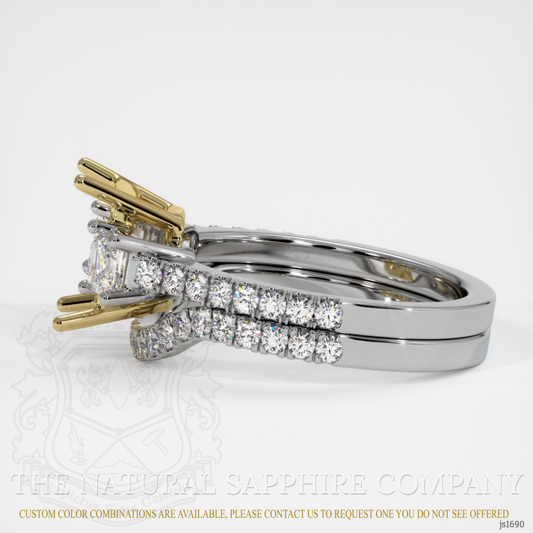 18K Yellow & White Three Stone Ring Setting
