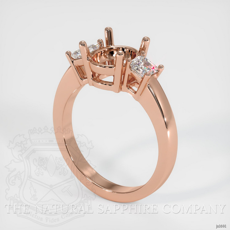 14K Rose Gold Three Stone Ring Setting