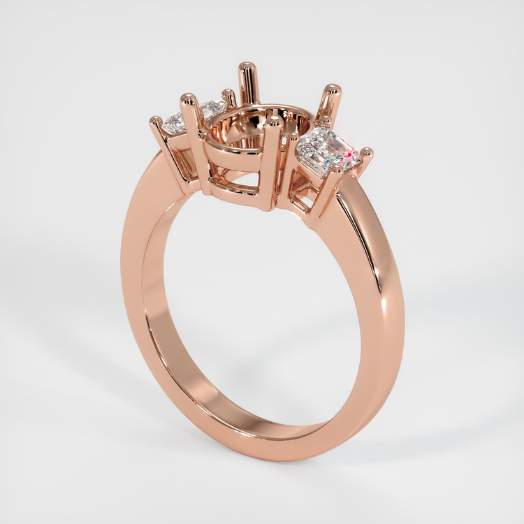 14K Rose Gold Three Stone Ring Setting