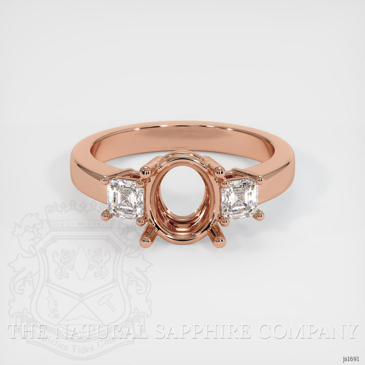 14K Rose Gold Three Stone Ring Setting